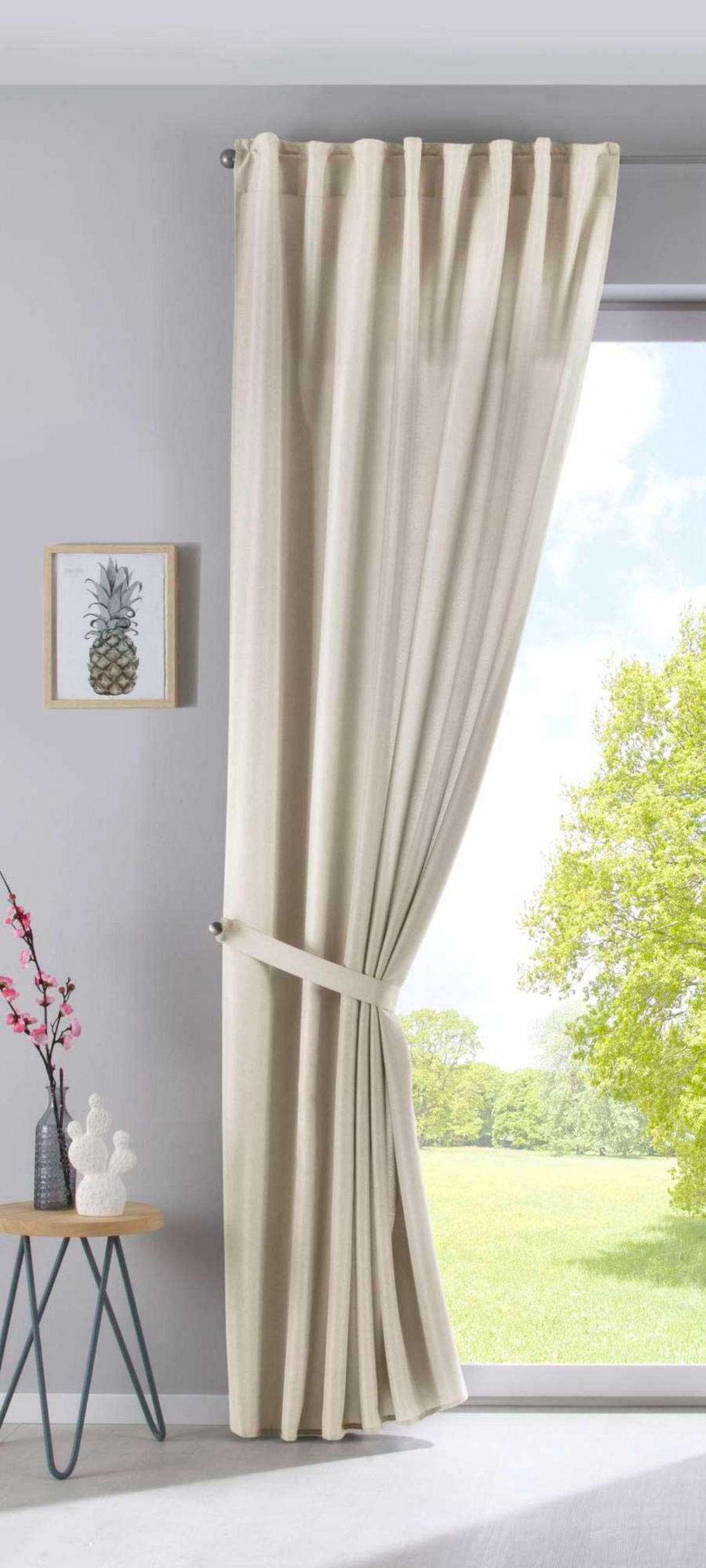 SCHLAUFENGARDINE 2ER SET »Jena« HxB 225x140 cm Sand - Sandfarben, Textil (140/225cm) - Gardinenbox
