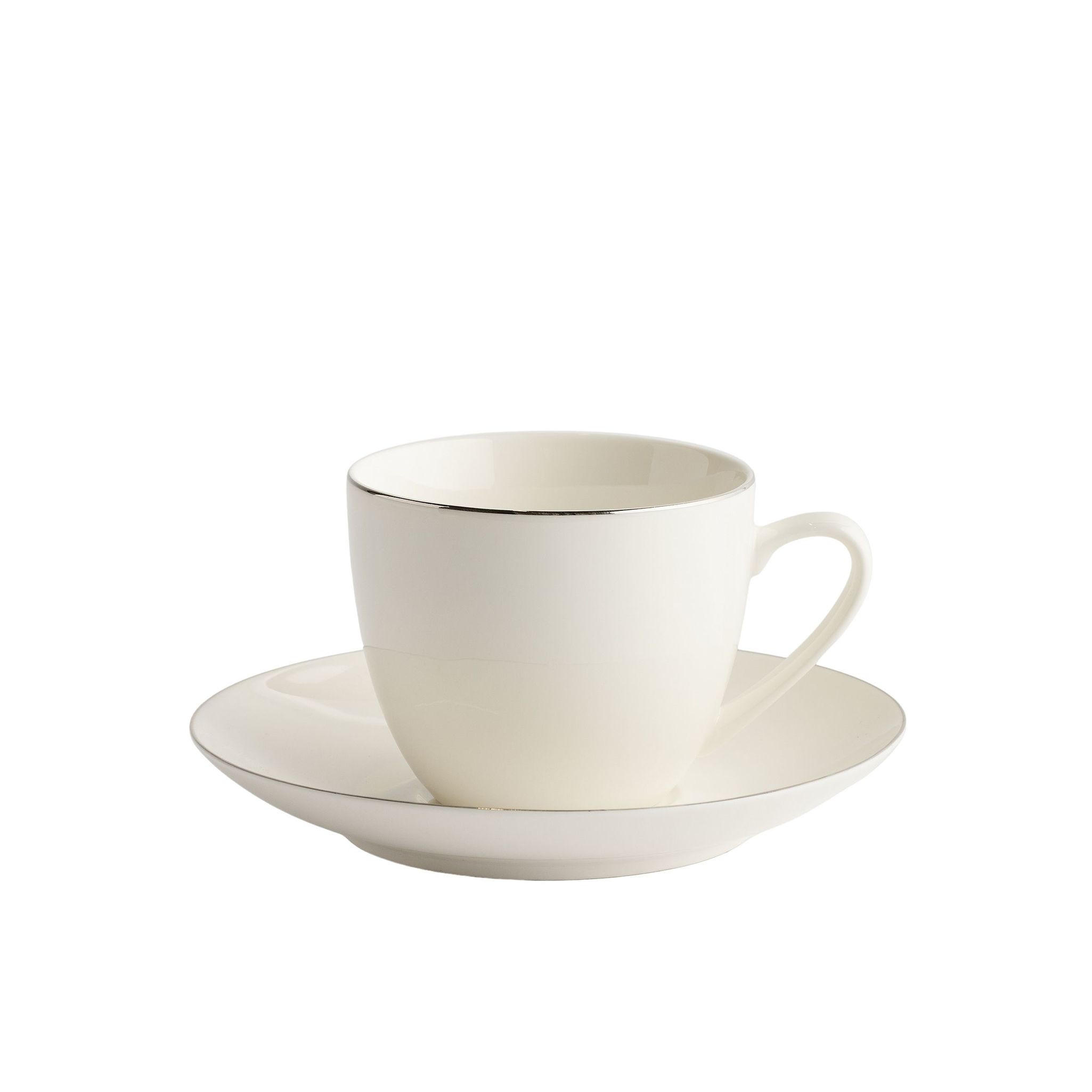 TASSE MIT UNTERTASSE Plata - Silberfarben, Keramik (14.5/7.5/14.5cm) - home&you