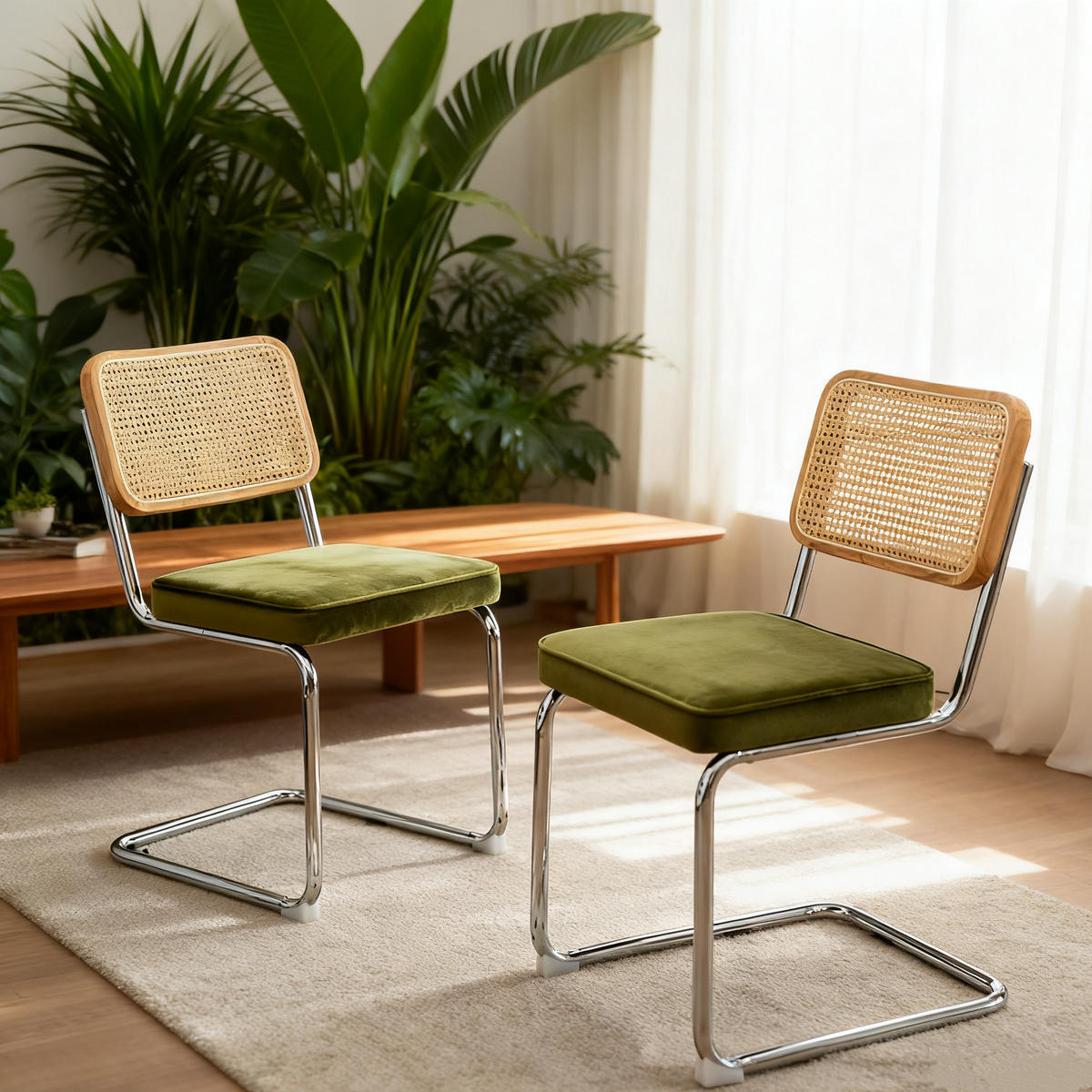 SCHWINGSTUHL DE-36902 2er-Set mit Rattan-Rückenlehne Grün - Grün, Metall (46.4/84.6/53cm) - ComfortXL