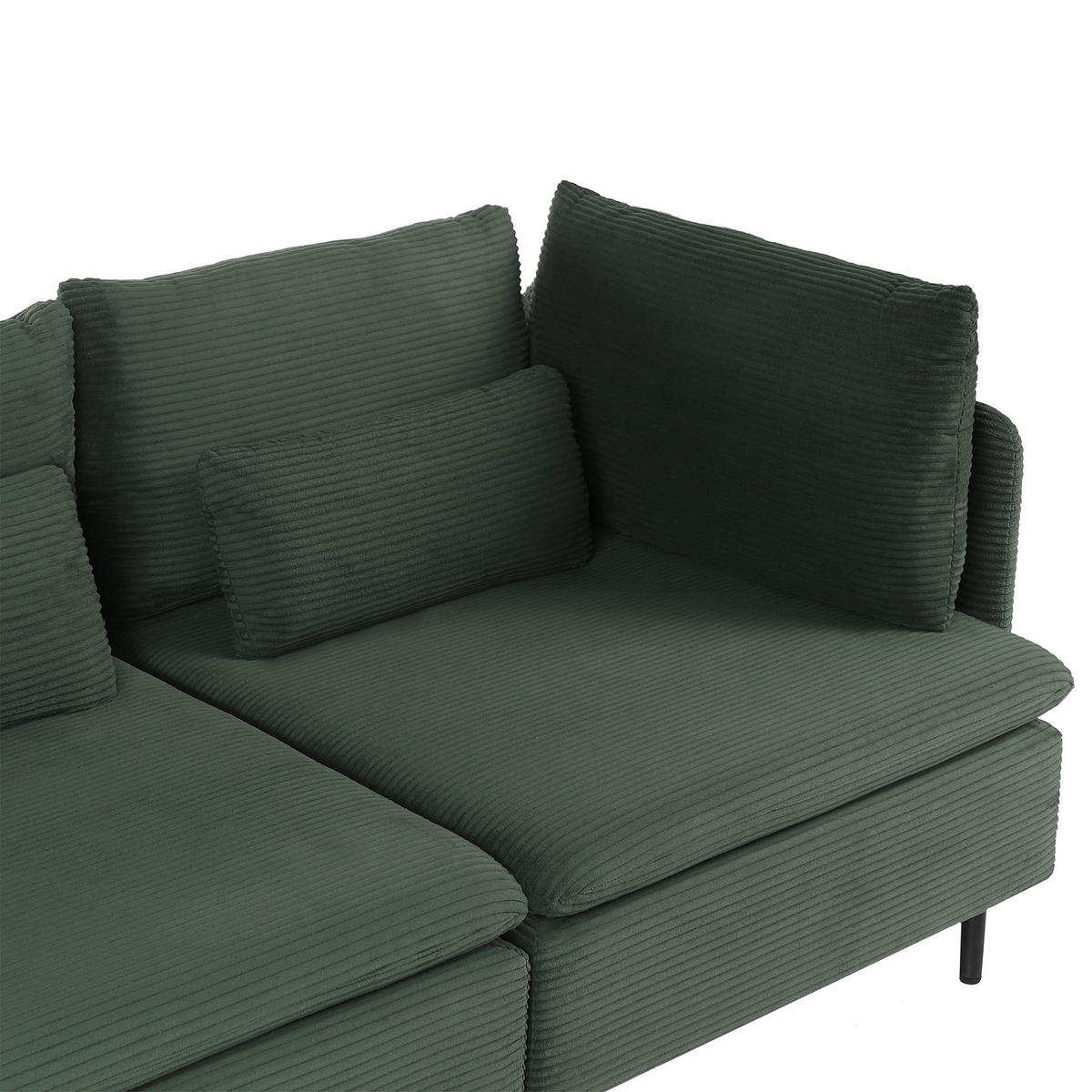 MODULÁRNÍ POHOVKA 2-místná Tmavě zelená Manšestr Egeris - zelená barva, textil (172/80/94cm) - Beliani
