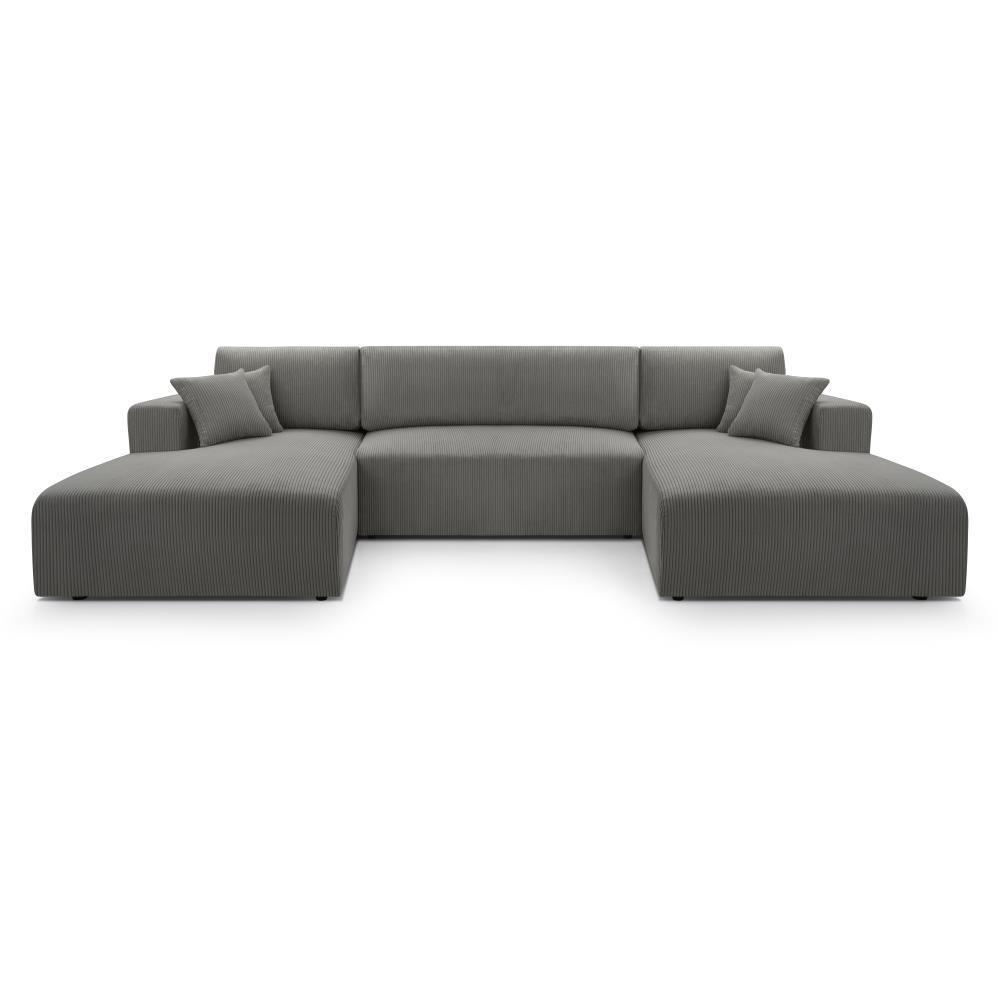 WOHNLANDSCHAFT Corso U 365 cm grau - Schwarz/Grau, Textil (364/84/187cm) - Beautysofa