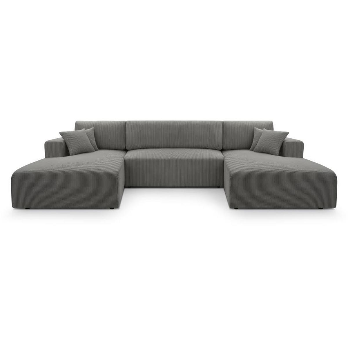 WOHNLANDSCHAFT Corso U 365 cm grau - Schwarz/Grau, Textil (364/84/187cm) - Beautysofa