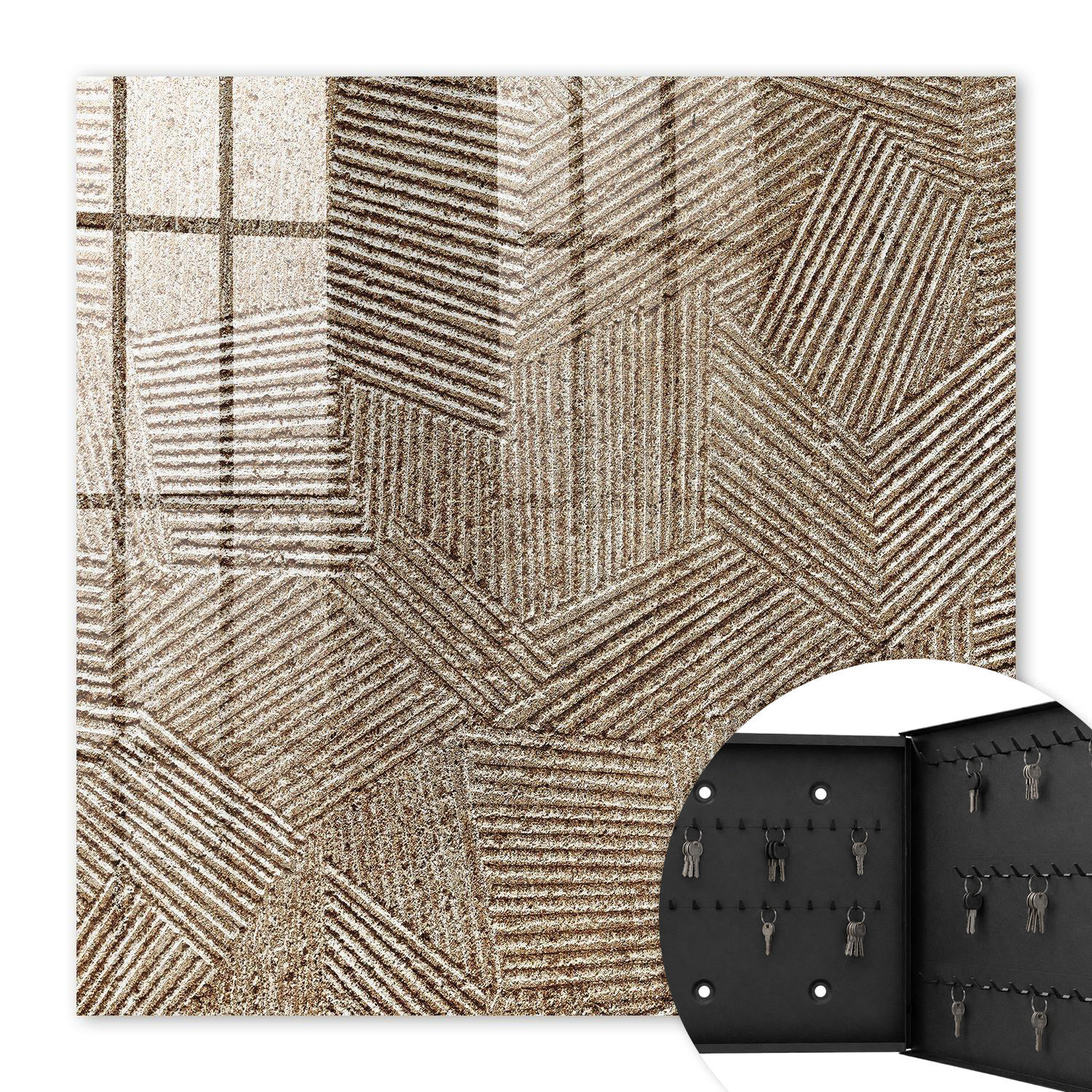 SCHLÜSSELBOX Schwarz 30x30 cm- Türöffnung nach rechts - Geometrisches Muster - Beige, Metall (30/30/5cm) - TULUP