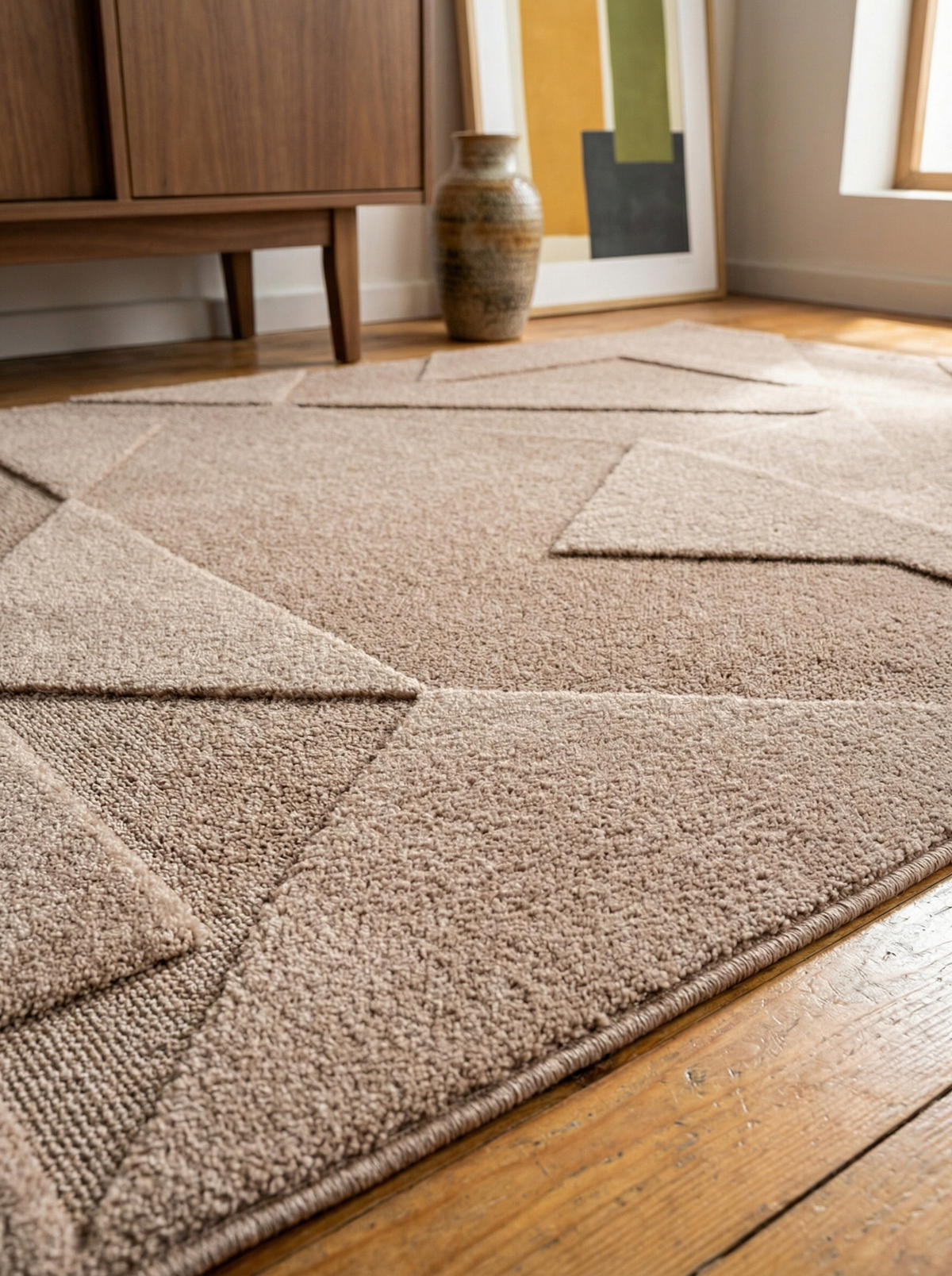 TEPPICH Wohnzimmer Geometrisch Pflegeleicht Waschbar OEKO-TEX Beige 80x150 cm Gekettelt – LAVAREDO - Beige, Textil (80/150cm) - KADIMA DESIGN