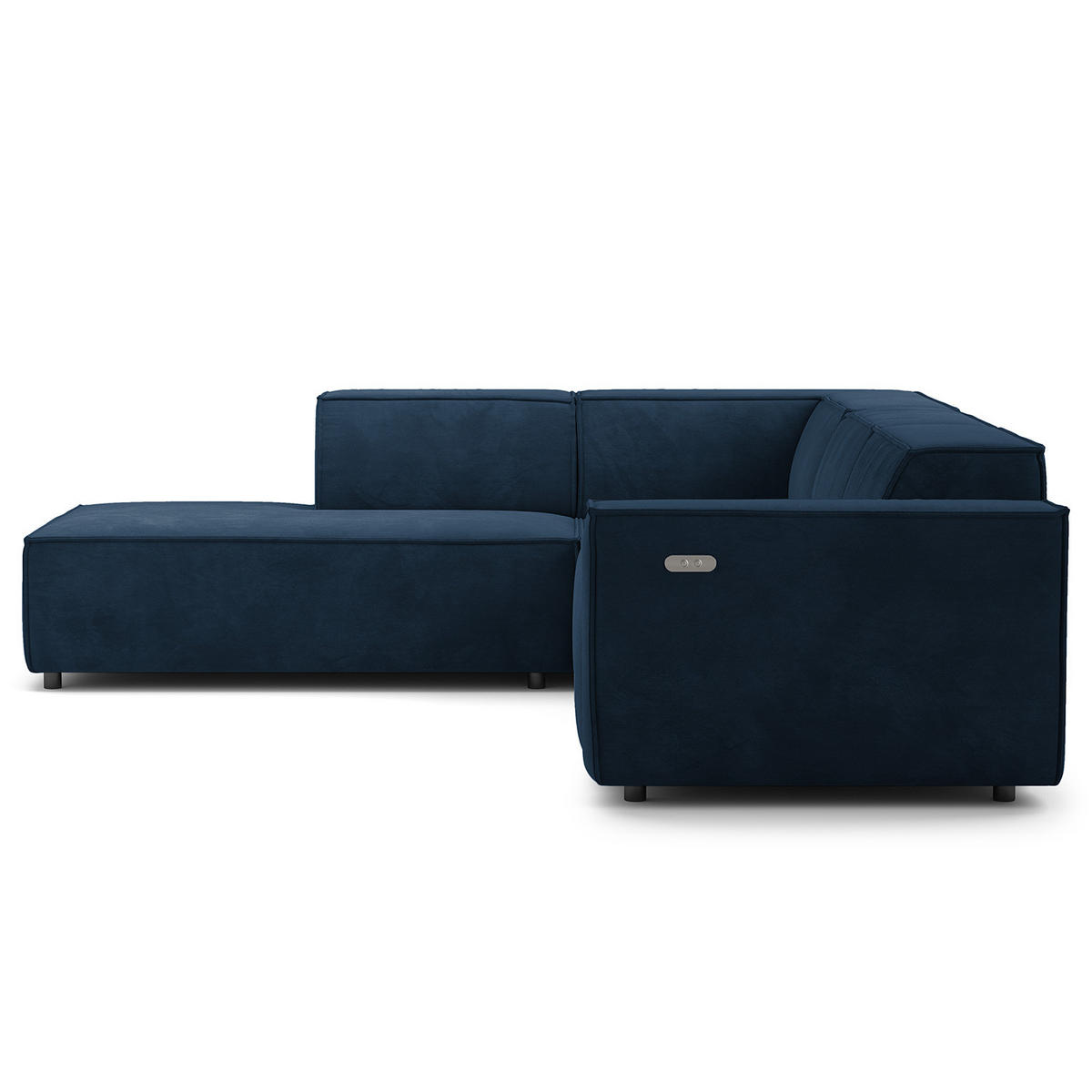 ECKSOFA mit Ottomane - Schwarz/Dunkelblau, Kunststoff/Textil (260/234cm) - home24