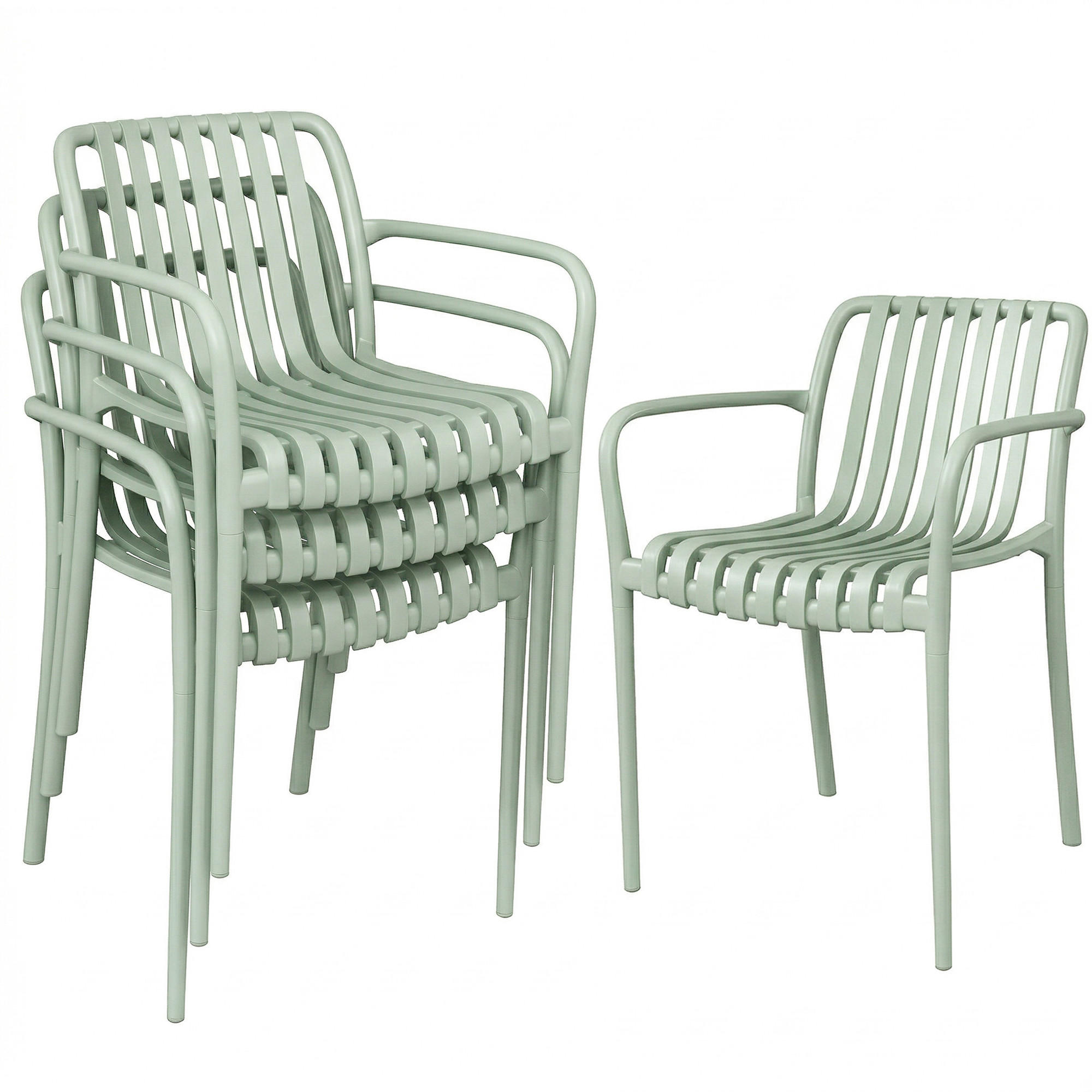 GARTENSTUHL Grun 4 Stück - Grün, Kunststoff (55/81.5/58.5cm) - GiPP