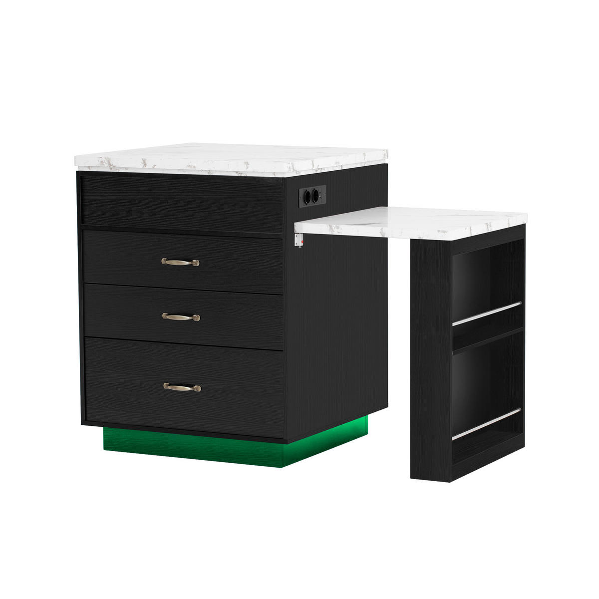 KÜCHENINSEL ausziehbar 125,5-187,5 x 71 x 93 cm MDF Schwarz - Schwarz, Holzwerkstoff (71/93/125.5cm) - Meubliv