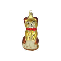 CHRISTBAUMSCHMUCK Große Katze haselnuss matt 12 cm - Multicolor, Metall (0.1/12/0.1cm)