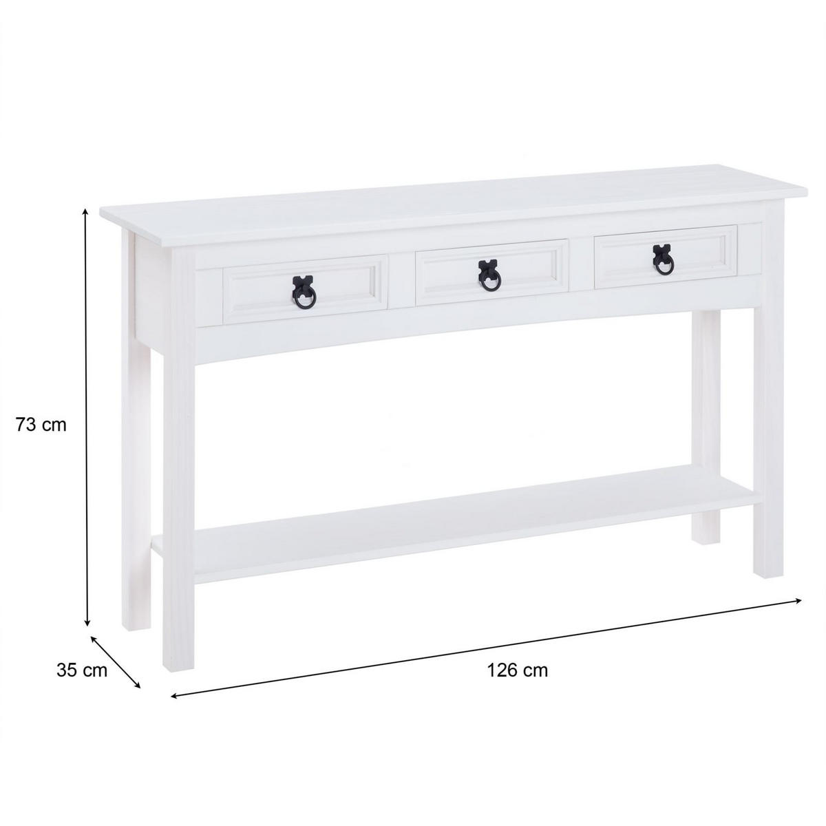 KONSOLENTISCH RURAL - Weiß, Holz (32/122/73cm) - CARO-Möbel