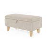 POLSTERHOCKER 71/37/34 cm Stauraum Holzbeine Leinen Beige - Beige, Holz/Textil (71/34/37cm) - Livingandhome