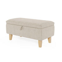 POLSTERHOCKER 71/37/34 cm Stauraum Holzbeine Leinen Beige - Beige, Holz/Textil (71/34/37cm) - Livingandhome
