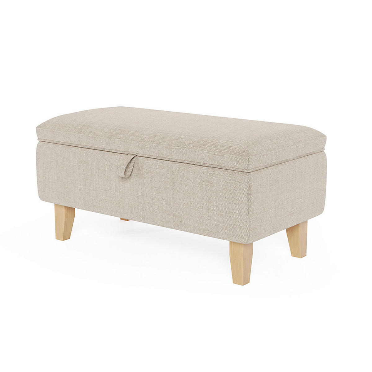 POLSTERHOCKER 71/37/34 cm Stauraum Holzbeine Leinen Beige - Beige, Holz/Textil (71/34/37cm) - Livingandhome