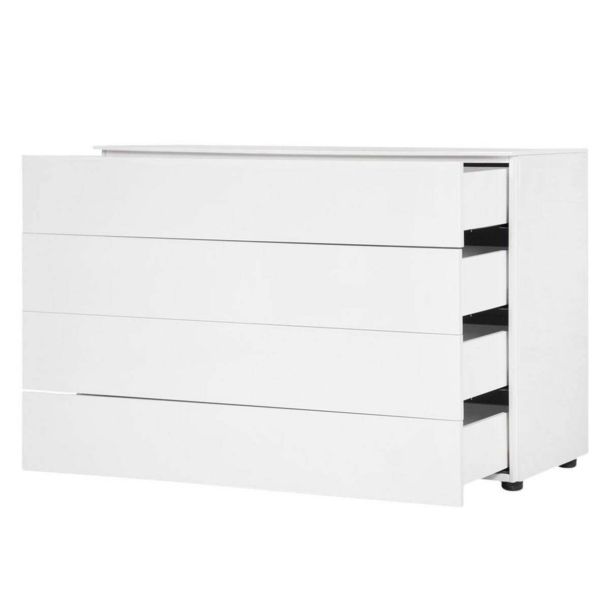 KOMMODE - Hochglanz Weiß - Weiß Hochglanz, Holzwerkstoff (110/75/45cm) - home24