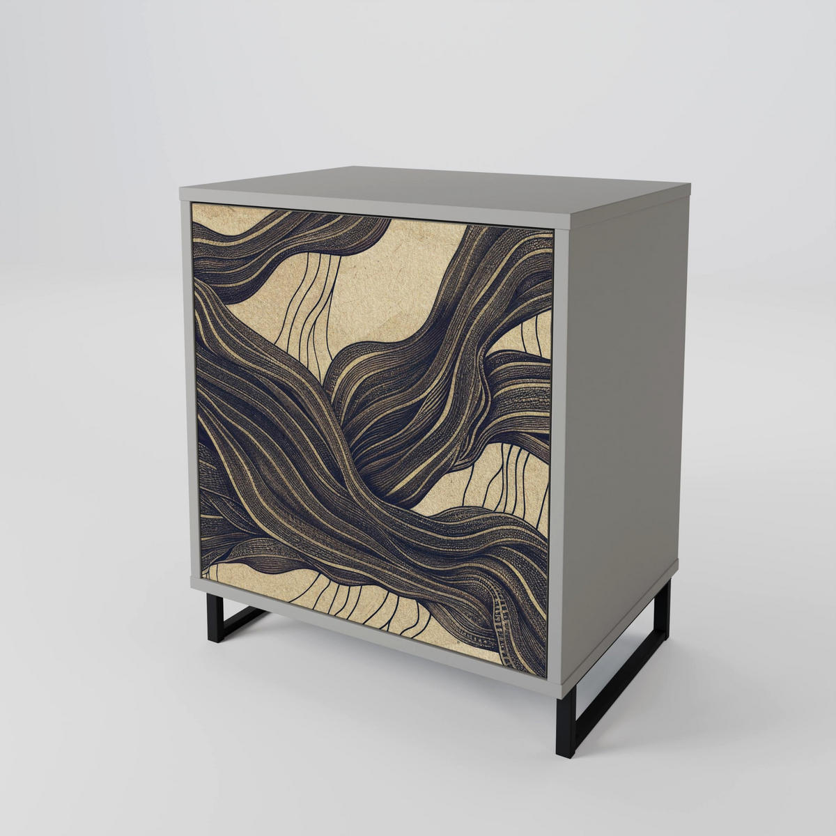SIDEBOARD UNIFIED FRAGMENTS, Grau, 57,5x42x57,5 cm, Ohne Füße - Multicolor/Grau, Holzwerkstoff (57.5/57.5/42cm) - SpaceRebels