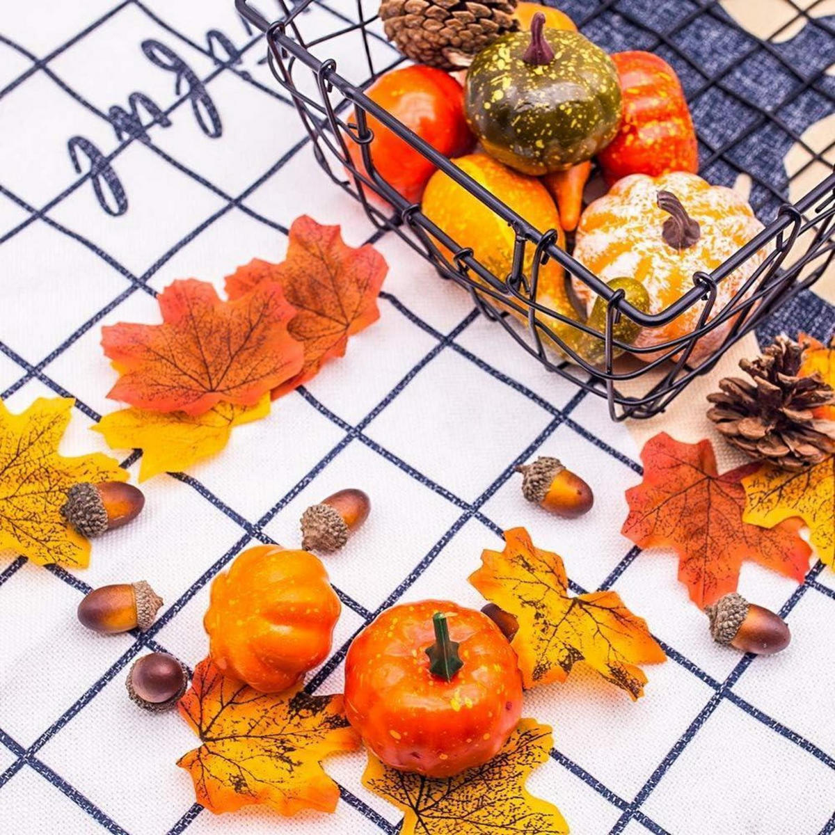 HERBSTDEKO Set 50-teilig mit Kürbissen und Blättern - Multicolor, Kunststoff (10cm)