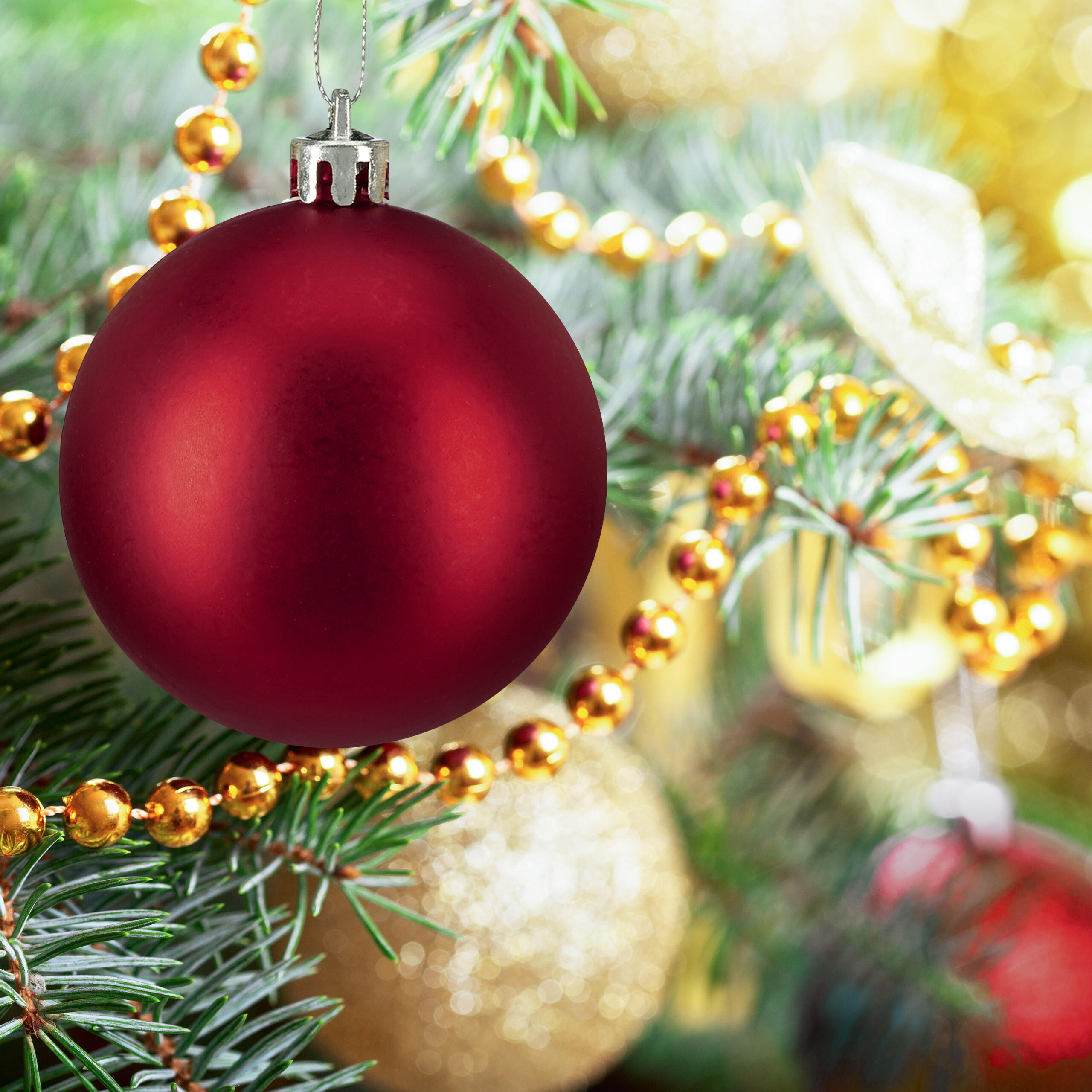 100XWEIHNACHTSKUGELN - Rot, Kunststoff (6/7/6cm) - Relaxdays