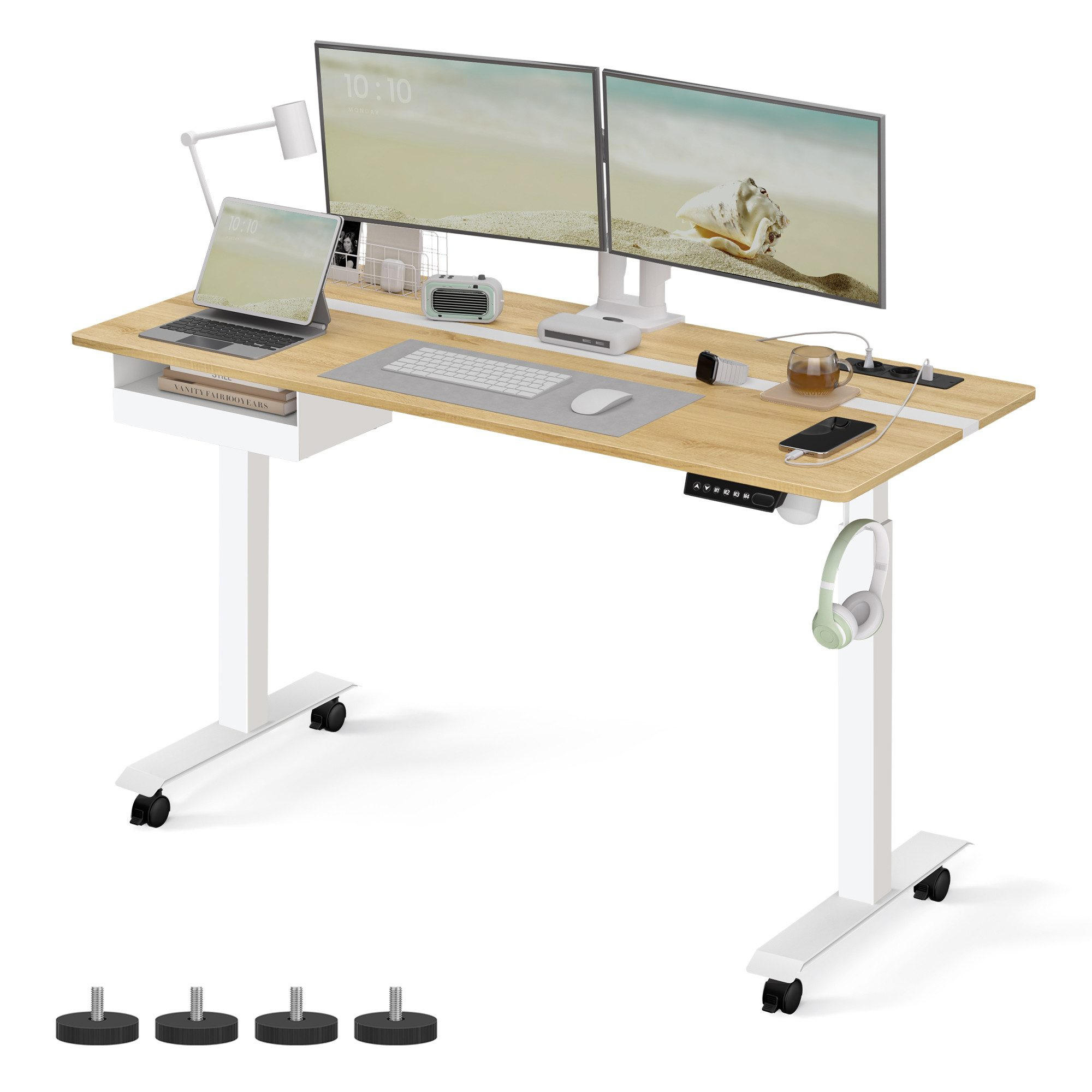 BÜROTISCH Booker - Gelb, Holzwerkstoff (140/60/120cm) - VASAGLE