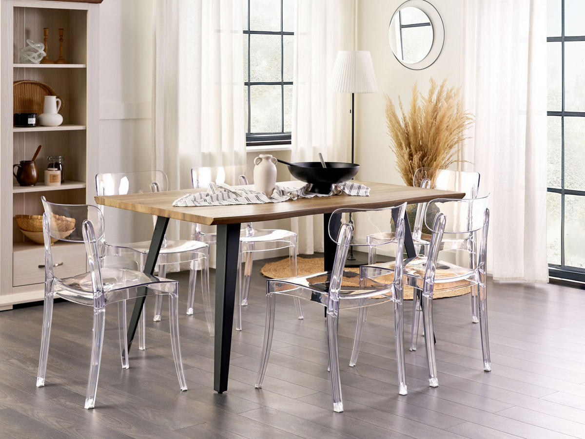 ESSZIMMERSTÜHLEN 2er-Set Kunststoff Transparent Covington - Transparent, Kunststoff (46/80/48cm) - Beliani