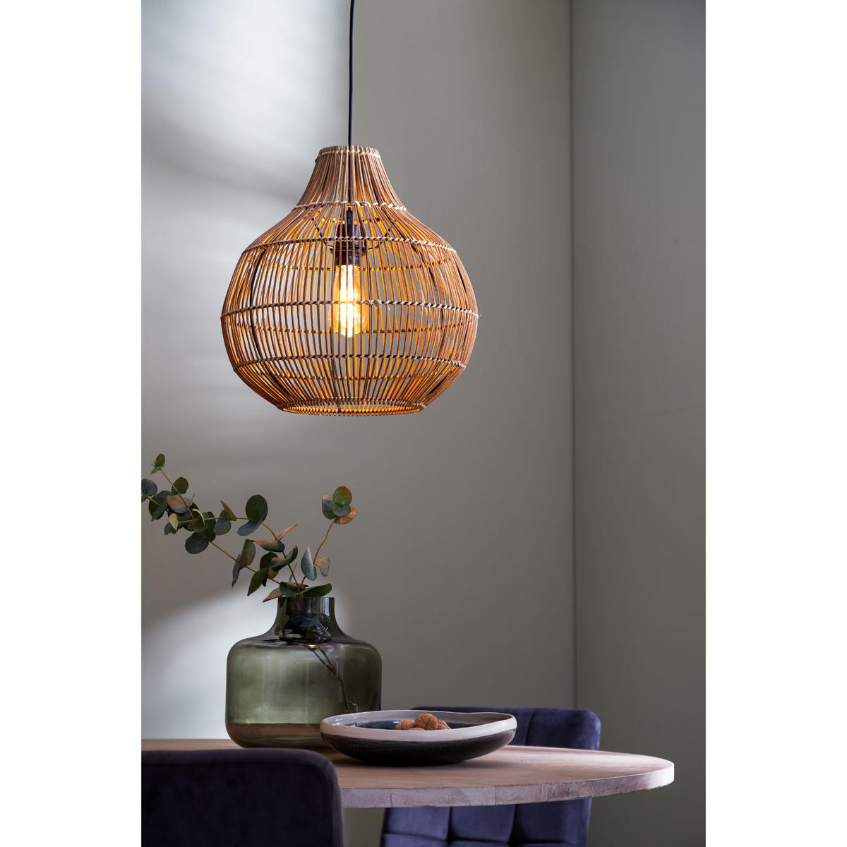 HÄNGELAMPE Pacino Braun Ø40/41,5 cm - Braun, Holz (40/40/41.5cm) - Light & Living