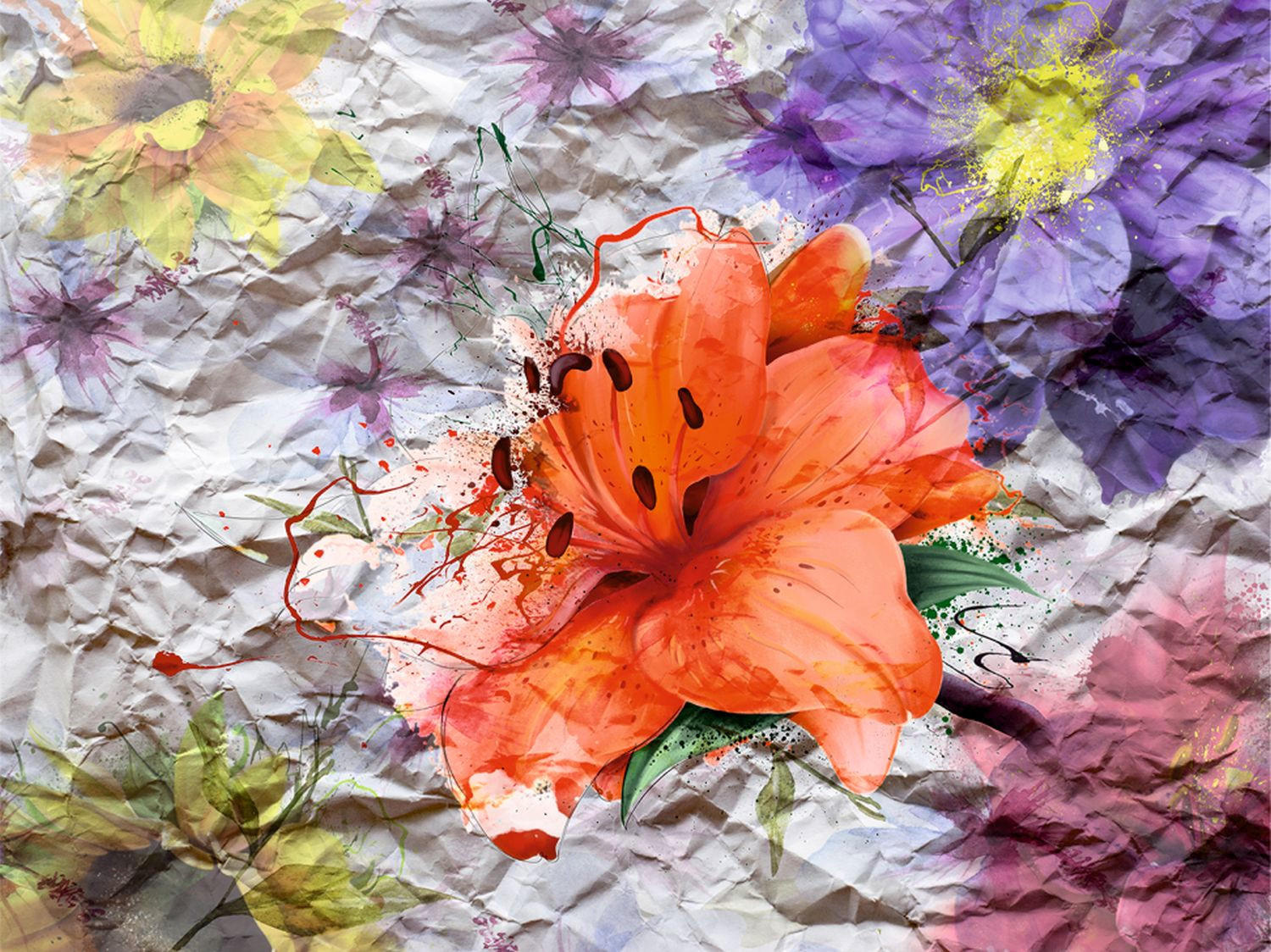 FOTOTAPETE Blumen 375 x 270 cm - Multicolor, Papier (375/270cm) - Sanders & Sanders