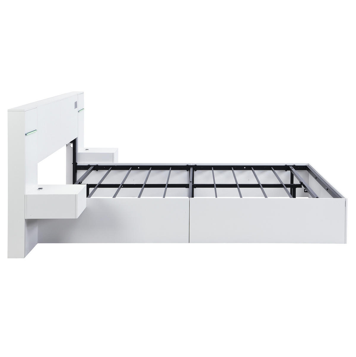POLSTERBETT 160/200 cm weiß aus MDF mit LED, USB und Bluetooth - Weiß, Holzwerkstoff (160/200cm) - OKWISH