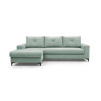 ECKSOFA AVRA L-förmig, mit Stauraumbehälter-in RINO-Stoff, Komfort & Eleganz, lose Rückenkissen, freistehend, LINKS 165x251x85 cm Turquoise - Türkis, Holz/Textil (165/251cm) - DomoHome