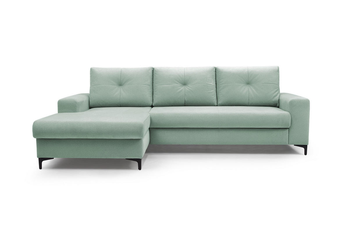 ECKSOFA AVRA L-förmig, mit Stauraumbehälter-in RINO-Stoff, Komfort & Eleganz, lose Rückenkissen, freistehend, LINKS 165x251x85 cm Turquoise - Türkis, Holz/Textil (165/251cm) - DomoHome
