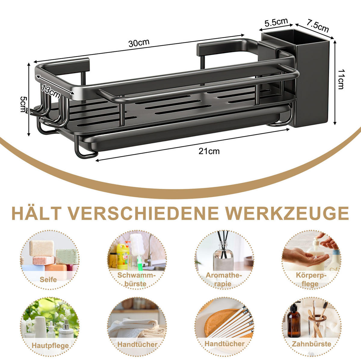 KÜCHENSPÜLEN-ORGANIZER - Schwarz, Metall (21/11/13cm) - Aimax