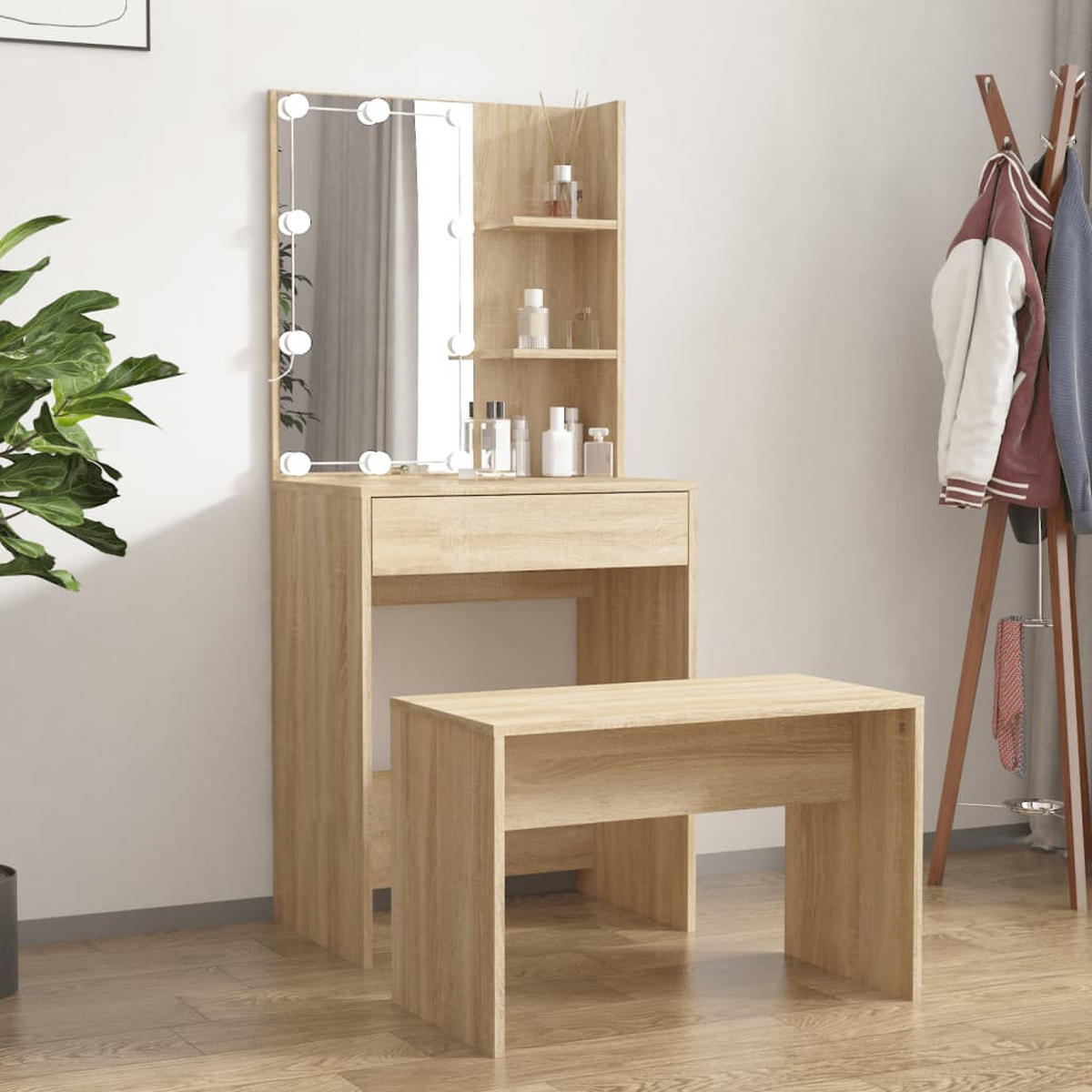 SCHMINKTISCH Dugan 60/40/140 cm - Braun, Holzwerkstoff (60/140/40cm) - Nettlife