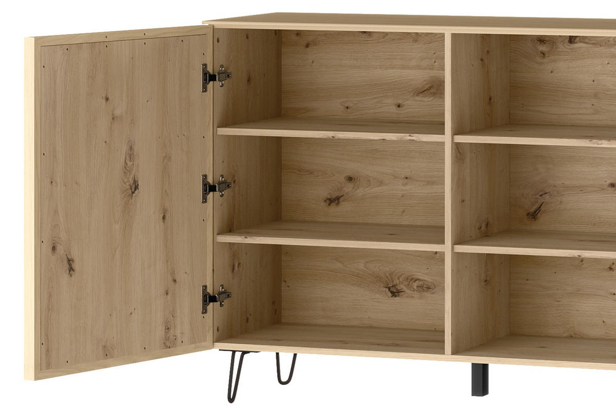 KOMMODE Limbo Eiche Artisan 140 / 42 / 89cm - Eiche Artisan/Braun, Holz/Metall (180/89/42cm) - Feldmann-Wohnen
