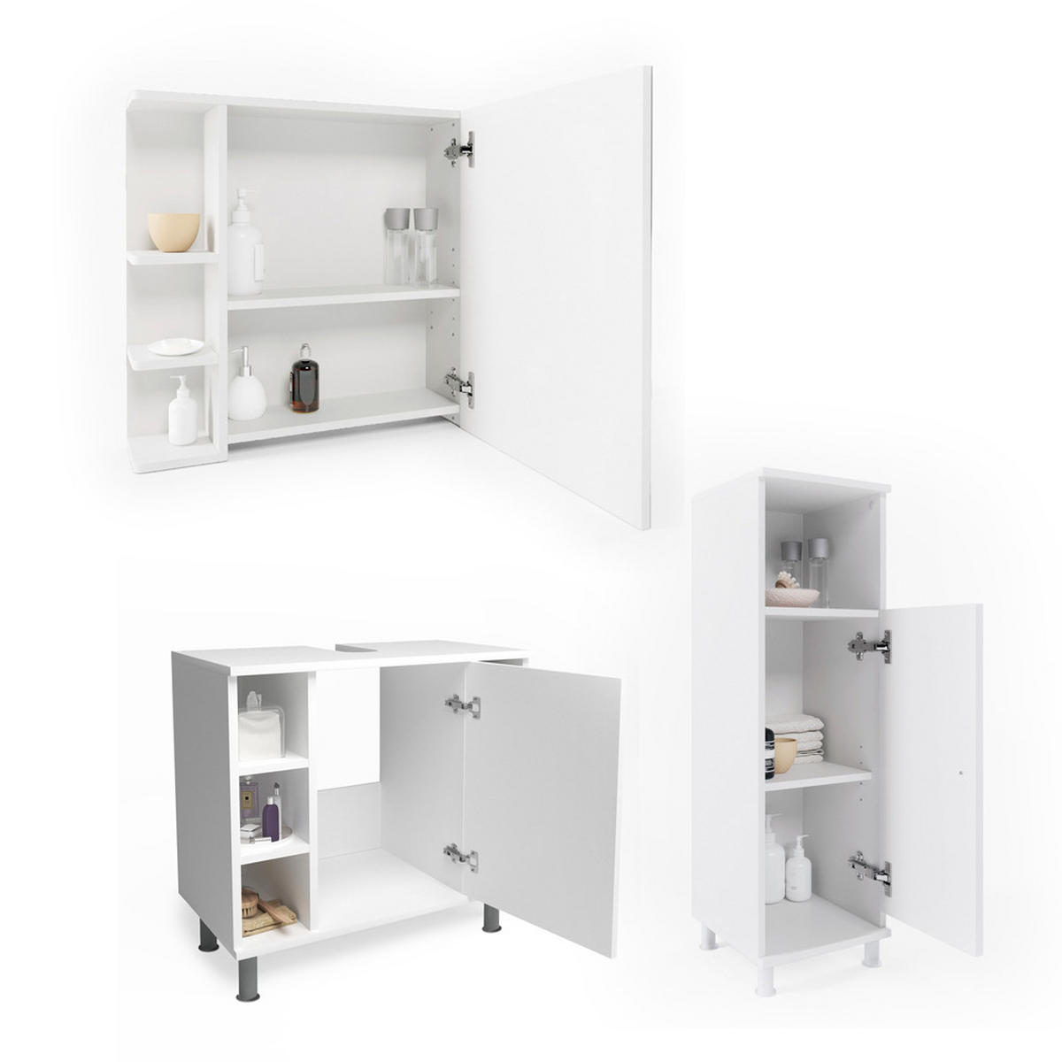 SADA NÁBYTKU DO KOUPELNY Fynn Bílá - bílá, kompozitní dřevo (60/54/32cm) - Vicco