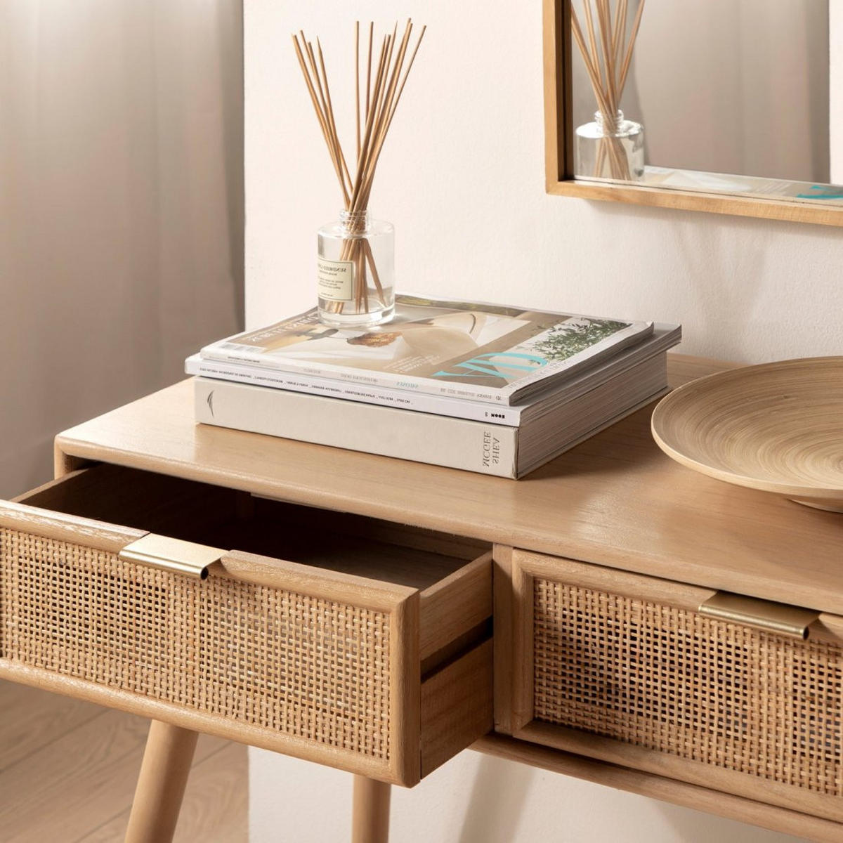 KONSOLENTISCH FÜR DIE EINGANGSHALLE Kesa Natürlich 86 cm x 80 cm - Naturfarben, Holzwerkstoff (45/86/80cm)