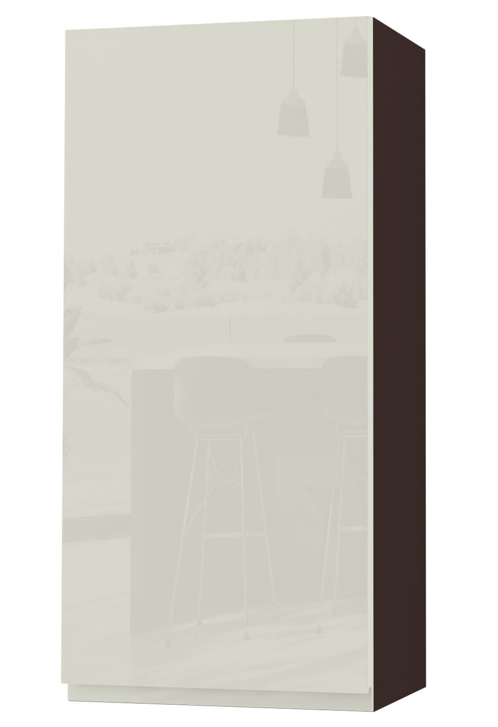 HÄNGESCHRANK Florence W4/45 Lava / RAL 1013 perlweiß HG 45 / 32,5 / 96cm - Türanschlag links - Dunkelgrau/Weiß Hochglanz, Holz/Holzwerkstoff (45/96/32.5cm) - Feldmann-Wohnen
