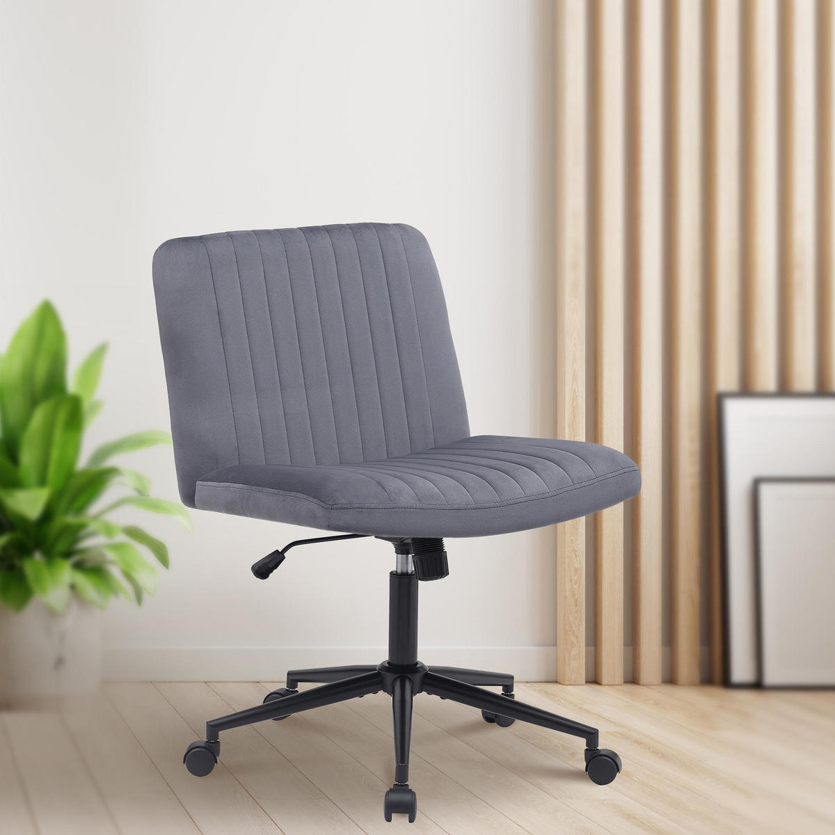 BÜROSTUHL Lynox Samt dunkelgrau - Dunkelgrau/Schwarz, Metall (62/98/65cm) - TPFLiving