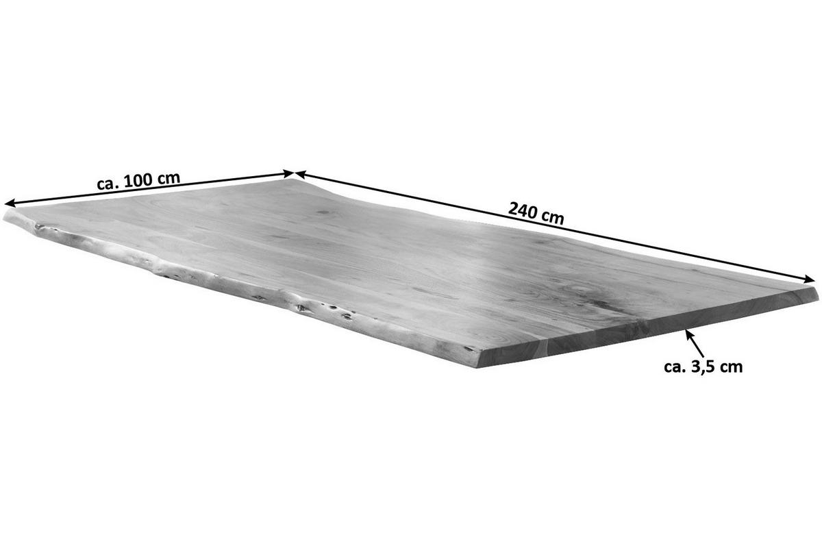 TISCHPLATTE MILO - Beige/Naturfarben, Akazienholz/Holz (100/240/4cm) - SAM