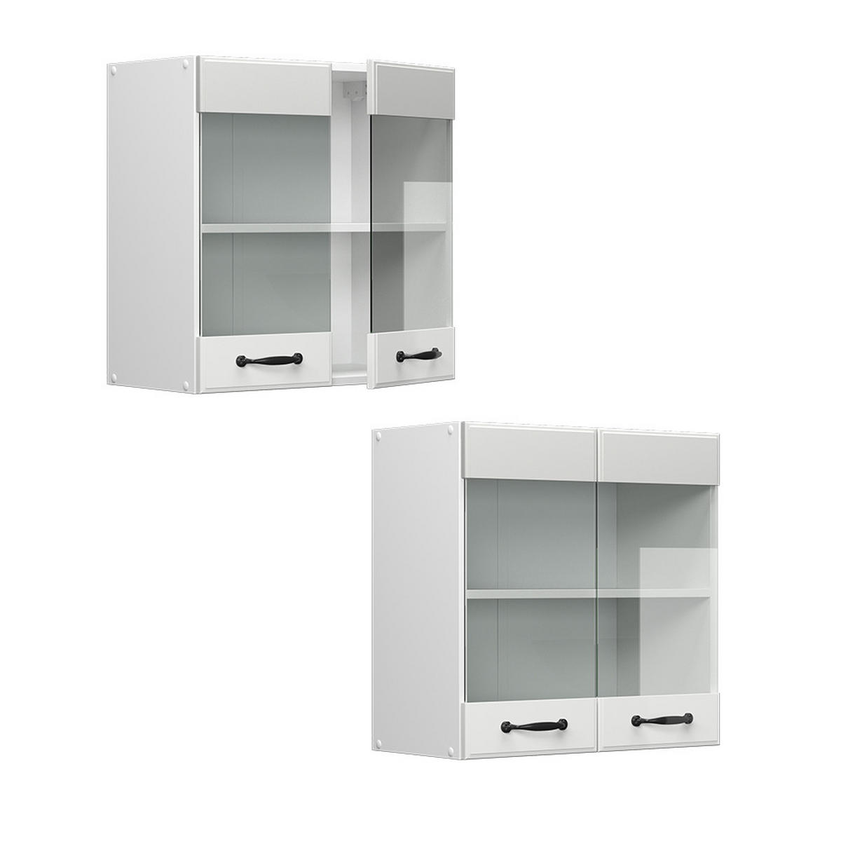 KÜCHENGLASSCHRANK R-Line Weiß Landhaus 60 cm - Weiß, Holzwerkstoff (60/60/31cm) - Vicco