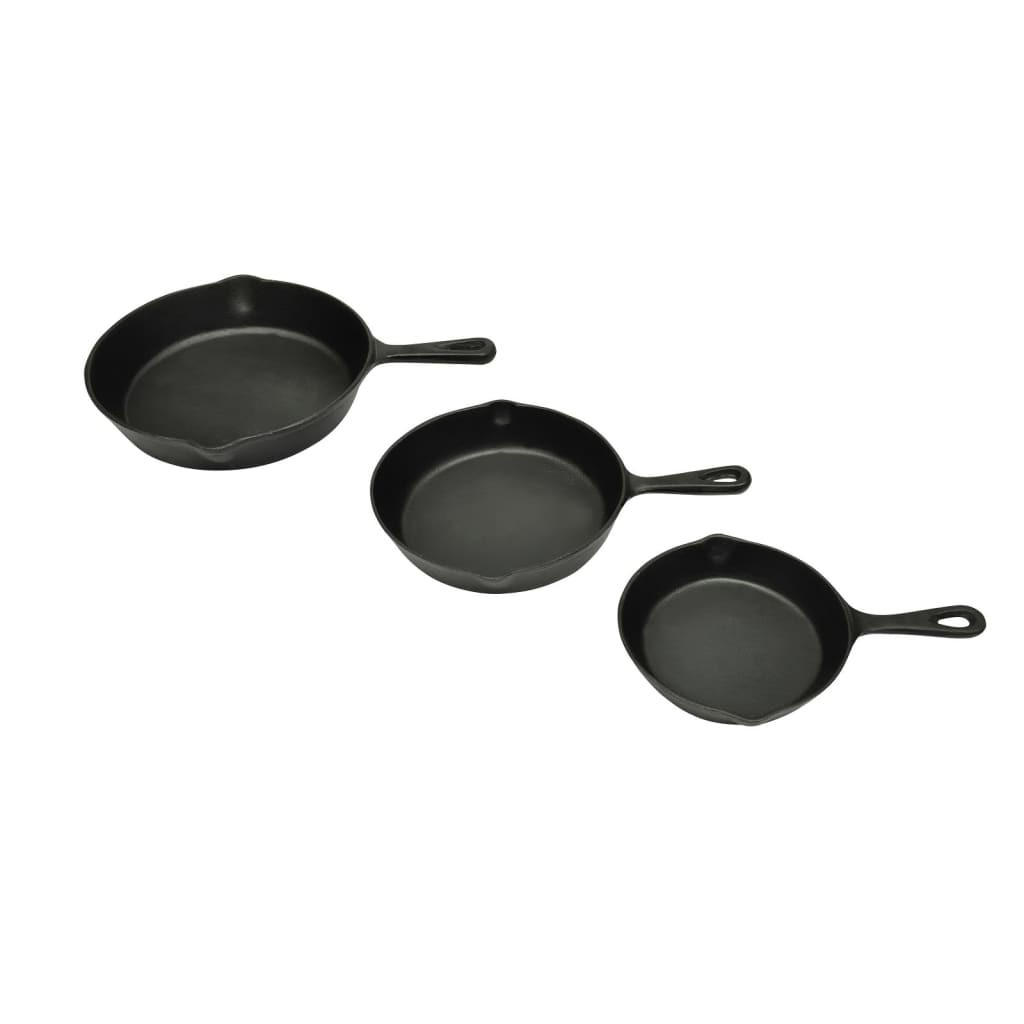STEAKPFANNENSET 3-TLG. Gusseisen - Schwarz, Metall (27/27/5.5cm) - vidaXL
