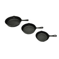 STEAKPFANNENSET 3-TLG. Gusseisen - Schwarz, Metall (27/27/5.5cm) - vidaXL
