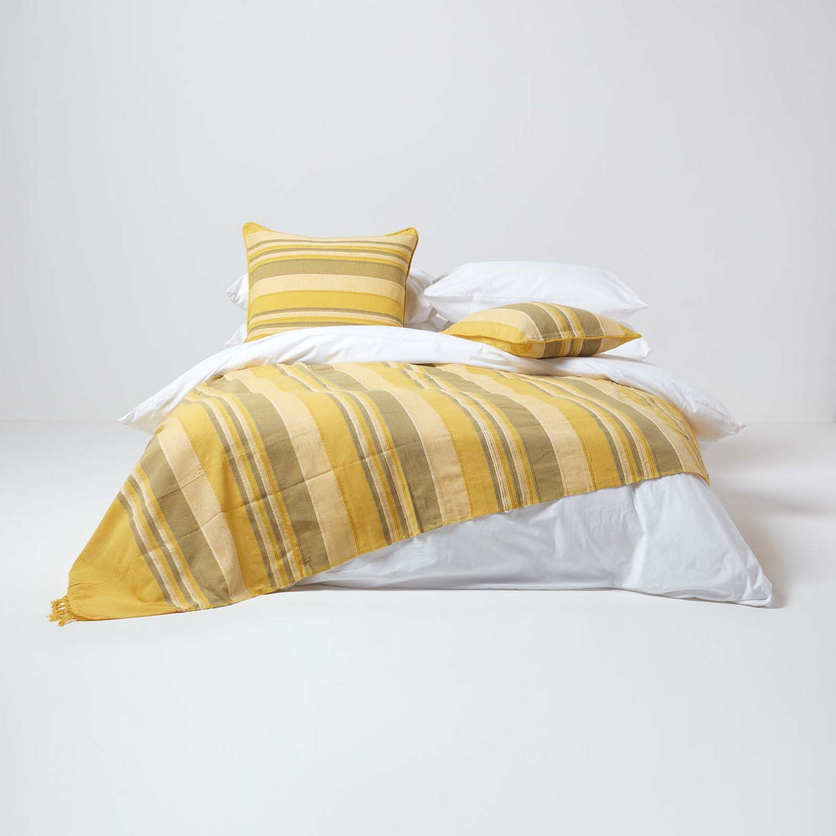 WOHNDECKE Morocco 150/200 cm, 100% Baumwolle gestreift - Gelb, Textil (150/200cm) - Homescapes