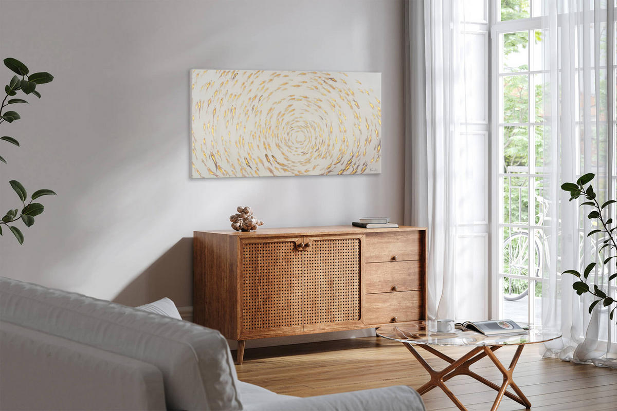 ÖLGEMÄLDE 140/70 cm - Beige/Goldfarben, Holz/Textil (2.2/70cm) - KUNSTLOFT