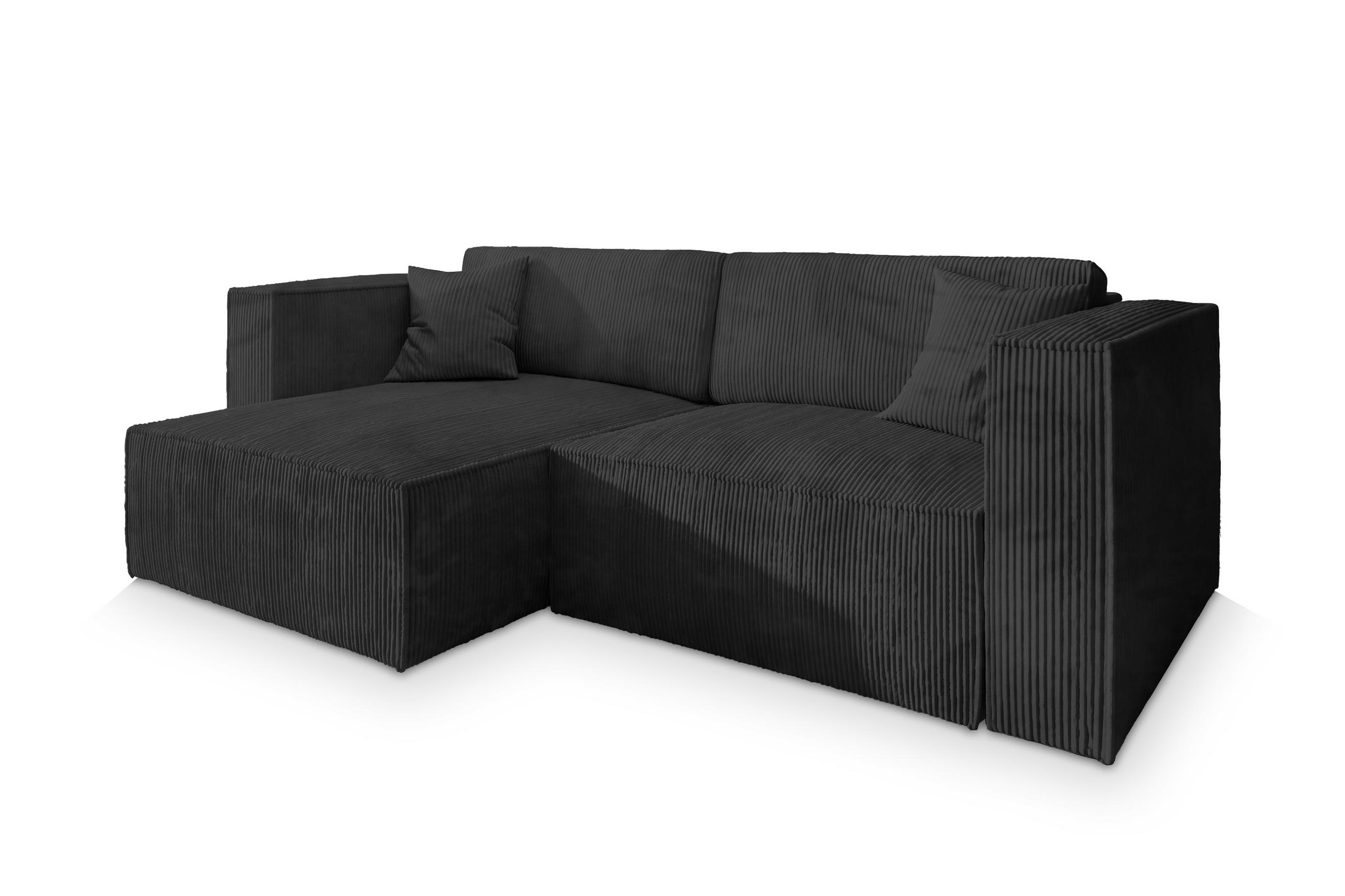 ROHOVÁ SEDAČKA NERIO černá - šedá/černá, dřevo/textil (245/148cm) - MASSENO