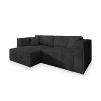 ROHOVÁ SEDAČKA NERIO černá - šedá/černá, dřevo/textil (245/148cm) - MASSENO