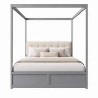BETT im Zeltdesign mit Schubladen 140x200 cm Holz Grau - Grau, Holz (140/200cm) - Meubliv