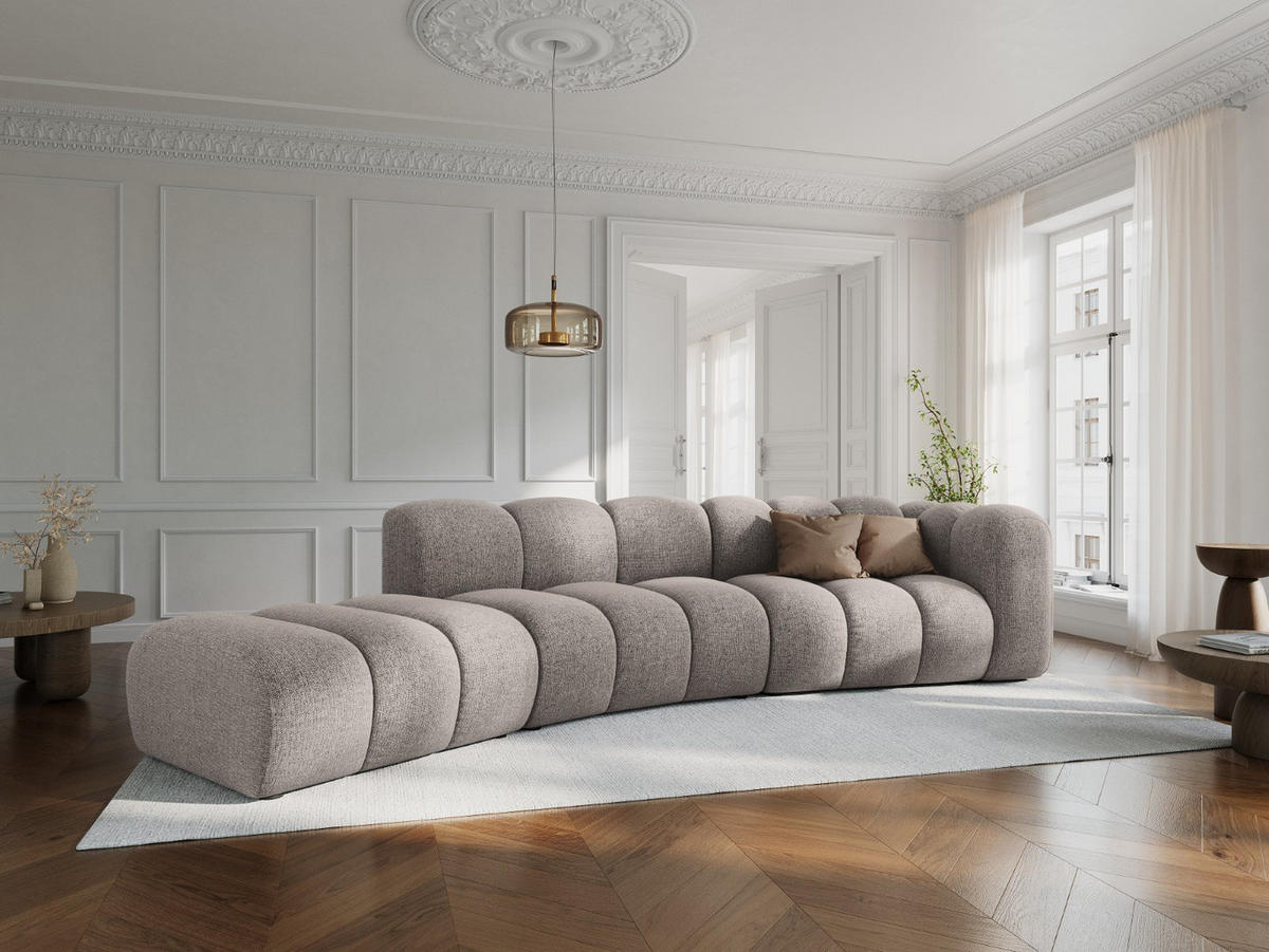 SOFA modular links Lupine aus Chenille-Stoff beige 5 Sitzplätze - Beige, Textil (166/70/335cm) - Micadoni
