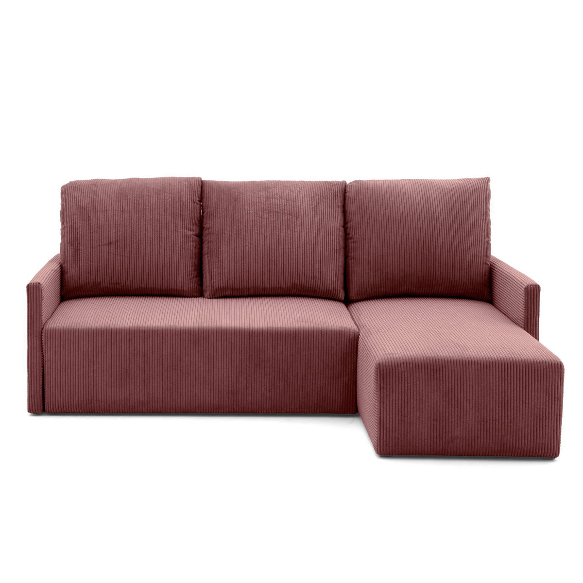 ECKSOFA GARDA L universell links/rechts montierbar mit Schlaffunktion 132x198 cm Cord Rosa - Pink/Schwarz, Holz/Kunststoff (209/145cm) - NACANAPA