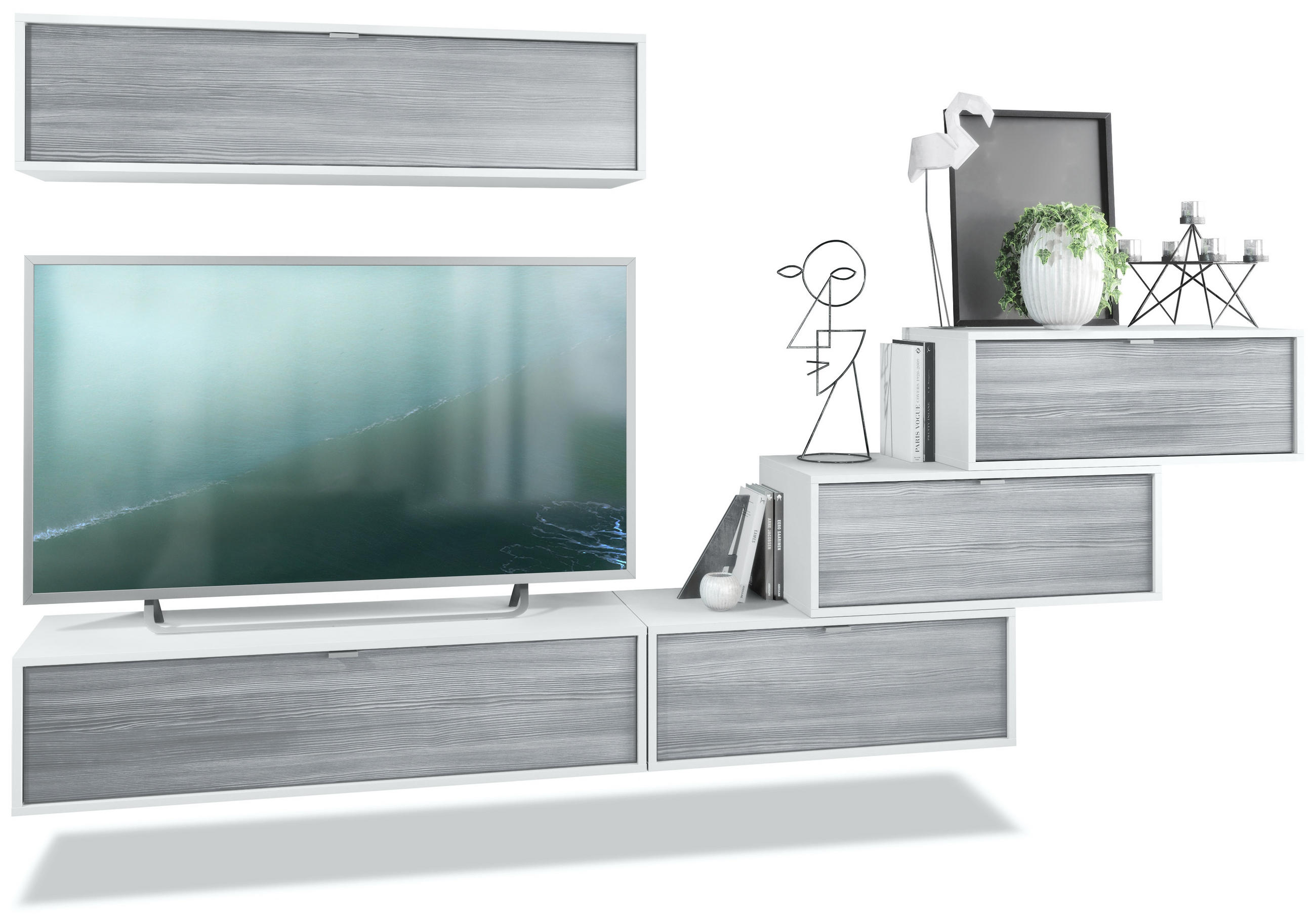 WOHNWAND Lana Fronten in Avola-Anthrazit - Anthrazit, Holzwerkstoff (275/180/37cm) - Vladon