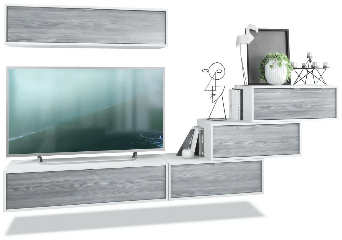 WOHNWAND Lana Fronten in Avola-Anthrazit - Anthrazit, Holzwerkstoff (275/180/37cm) - Vladon