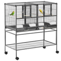 VOGELKÄFIG DE-17804 mit herausnehmbarer Trennwand & Rollen Grau - Grau, Metall (45.5/102/95cm) - ComfortXL