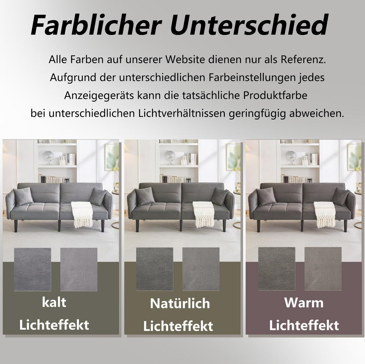 SCHLAFSOFA Samtbezug mit verstellbaren Rückenlehnen und klappbaren Armlehnen Antikgrau 176/78/76 cm - Grau, Textil (78/76/176cm) - Redom