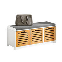 SCHUHBANK Weiß-Natur - Naturfarben, Holzwerkstoff (105/43/35cm) - SoBuy